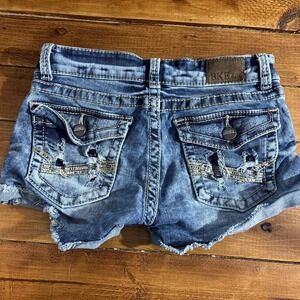 BKE Denim Shorts Women 26 (Fits 28x2.5) Blue Jeans SABRINA Distress Flap Pockets